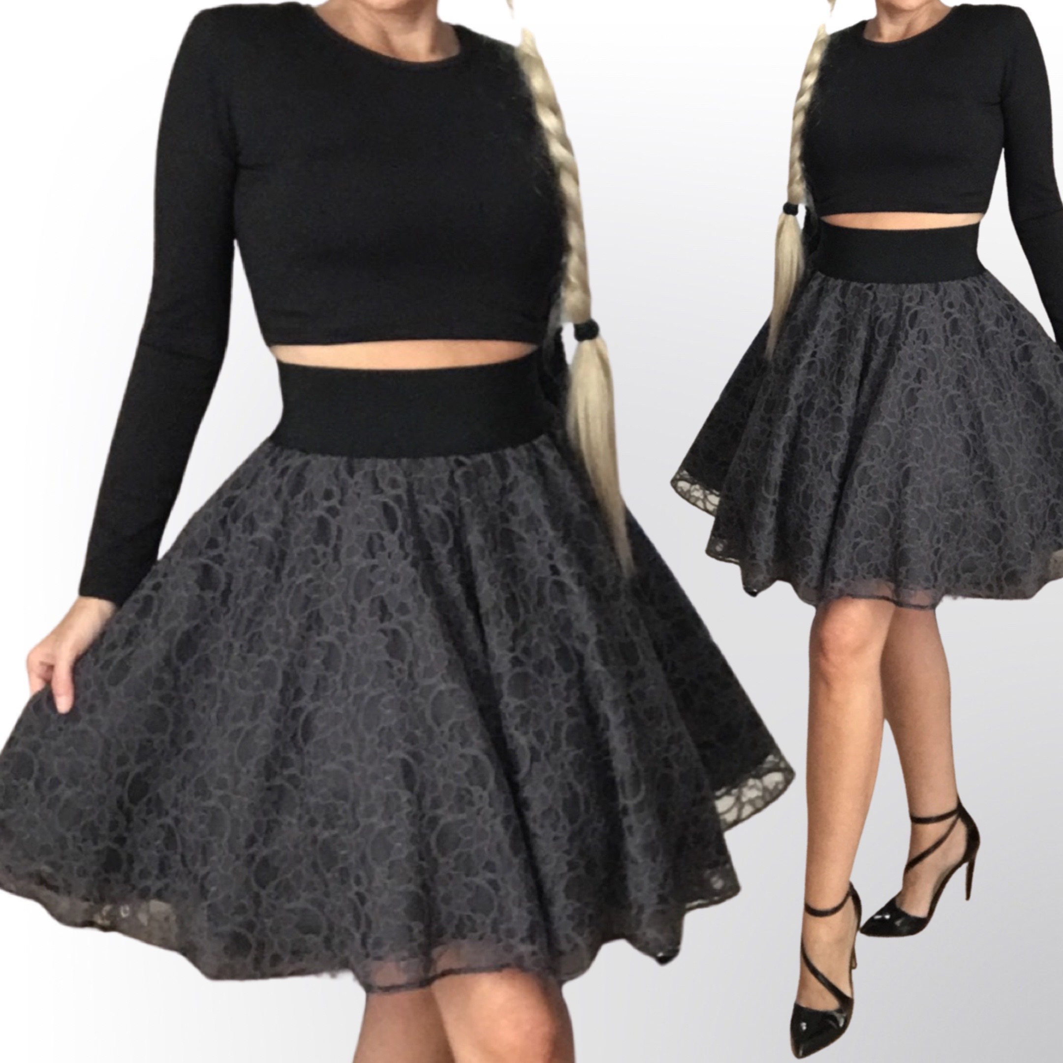 Sukně krátká krajková šedá BOROS SK-S-KRG 01